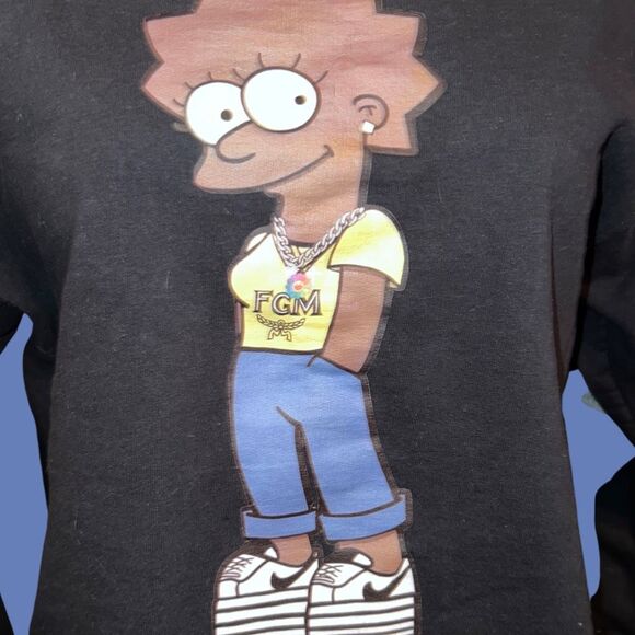 Lisa Simpson Fly Girl Mafia Support Black Women Black Sweatshirt Size L Unisex - Picture 3 of 6
